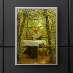 Young Woman Embroidering in the Garden by Karl Harald Alfred Broge poster 5