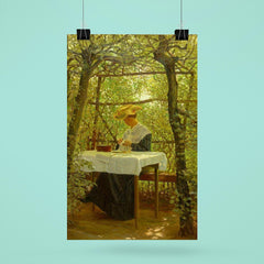 Young Woman Embroidering in the Garden by Karl Harald Alfred Broge poster 6
