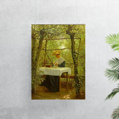 Young Woman Embroidering in the Garden by Karl Harald Alfred Broge poster 7