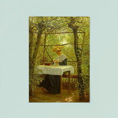 Young Woman Embroidering in the Garden by Karl Harald Alfred Broge poster 8