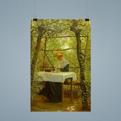 Young Woman Embroidering in the Garden by Karl Harald Alfred Broge poster 9