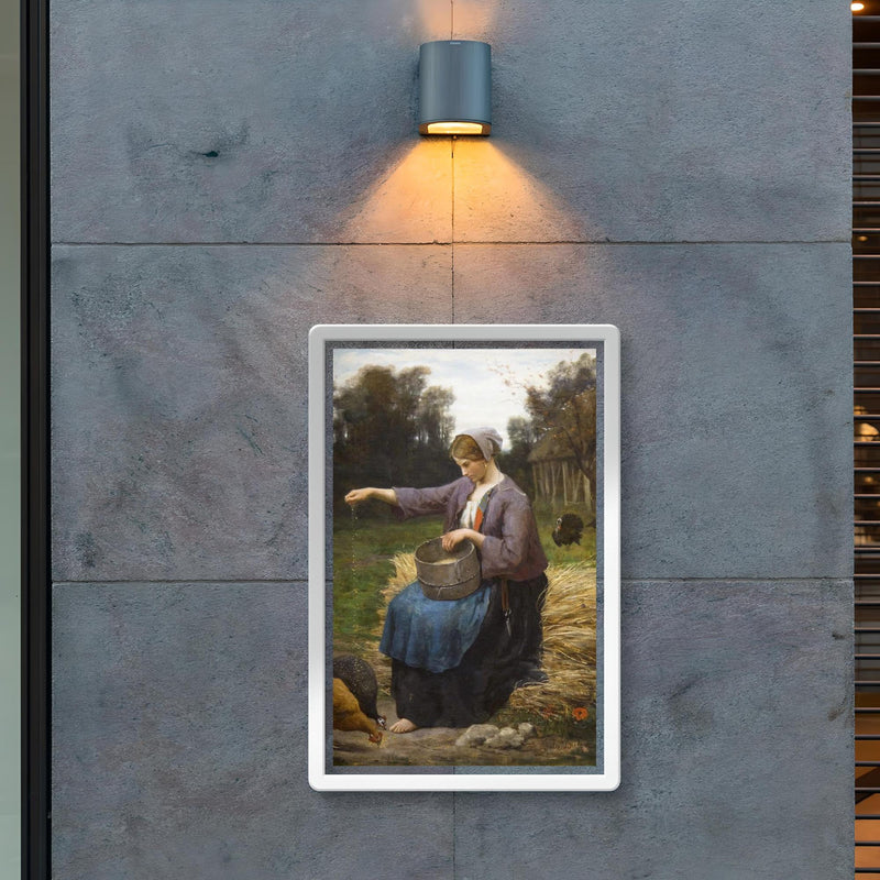 Young Woman Feeding Her Poultry by Jules Adolphe Aimé Louis Breton poster 2