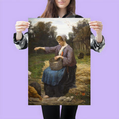 Young Woman Feeding Her Poultry by Jules Adolphe Aimé Louis Breton poster 3