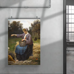 Young Woman Feeding Her Poultry by Jules Adolphe Aimé Louis Breton poster 4