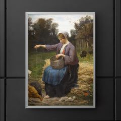 Young Woman Feeding Her Poultry by Jules Adolphe Aimé Louis Breton poster 5