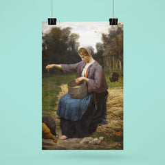 Young Woman Feeding Her Poultry by Jules Adolphe Aimé Louis Breton poster 6