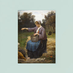 Young Woman Feeding Her Poultry by Jules Adolphe Aimé Louis Breton poster 8