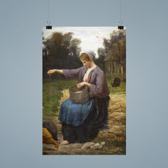 Young Woman Feeding Her Poultry by Jules Adolphe Aimé Louis Breton poster 9
