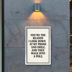 Youre the reason I look down at my phone and smile And then walk into a pole poster 2