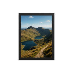 Yr Wyddfa Snowdon Horseshoe Wales framed print on a plain backdrop in size 12"x16".