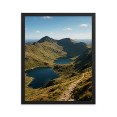 Yr Wyddfa Snowdon Horseshoe Wales framed print on a plain backdrop in size 16"x20".