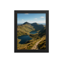 Yr Wyddfa Snowdon Horseshoe Wales framed print on a plain backdrop in size 8"x10".