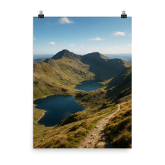 Yr Wyddfa Snowdon Horseshoe Wales poster on a plain backdrop in size 8"x10".