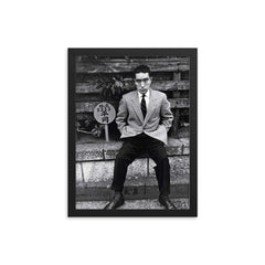 Yukio Mishima framed print on a plain backdrop in size 12"x16".