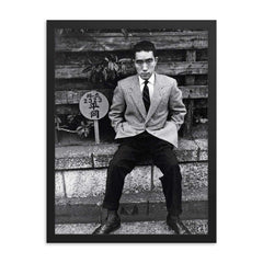 Yukio Mishima framed print on a plain backdrop in size 18"x24".