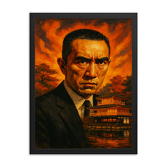 Yukio Mishima golden temple intensity framed print on a plain backdrop in size 18"x24".