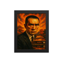 Yukio Mishima golden temple intensity framed print on a plain backdrop in size 8"x10".