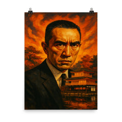 Yukio Mishima golden temple intensity poster on a plain backdrop in size 8"x10".