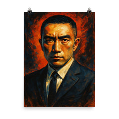Yukio Mishima poster on a plain backdrop in size 8"x10".