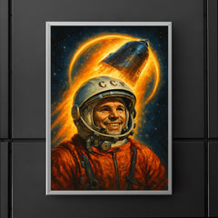 Yuri Gagarin haloed by Vostok capsule glow poster 5