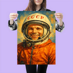 Yuri Gagarin smiling in cosmonaut orange poster 3