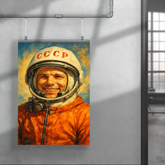 Yuri Gagarin smiling in cosmonaut orange poster 4