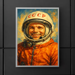 Yuri Gagarin smiling in cosmonaut orange poster 5