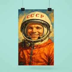 Yuri Gagarin smiling in cosmonaut orange poster 6