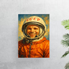 Yuri Gagarin smiling in cosmonaut orange poster 7