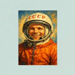 Yuri Gagarin smiling in cosmonaut orange poster 8