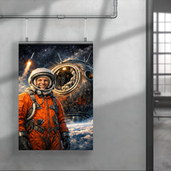 Yuri Gagarin suited beside Vostok capsule poster 4