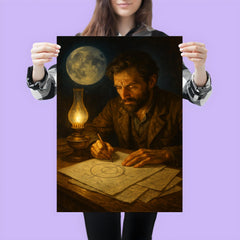 Yuri Kondratyuk moon route calculations by lamp poster 3
