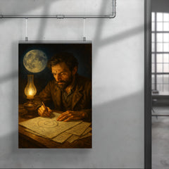 Yuri Kondratyuk moon route calculations by lamp poster 4