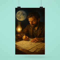 Yuri Kondratyuk moon route calculations by lamp poster 6
