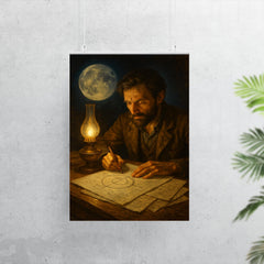 Yuri Kondratyuk moon route calculations by lamp poster 7