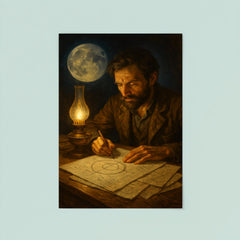 Yuri Kondratyuk moon route calculations by lamp poster 8