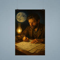 Yuri Kondratyuk moon route calculations by lamp poster 9
