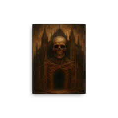 Zdzisław Beksiński nightmare cathedral painter canvas print on a plain backdrop in size 12"x16".
