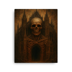 Zdzisław Beksiński nightmare cathedral painter canvas print on a plain backdrop in size 16"x20".