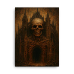 Zdzisław Beksiński nightmare cathedral painter canvas print on a plain backdrop in size 18"x24".
