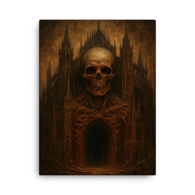 Zdzisław Beksiński nightmare cathedral painter canvas print on a plain backdrop in size 18