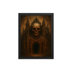Zdzisław Beksiński nightmare cathedral painter framed print on a plain backdrop in size 12"x16".