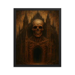 Zdzisław Beksiński nightmare cathedral painter framed print on a plain backdrop in size 16"x20".