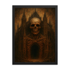 Zdzisław Beksiński nightmare cathedral painter framed print on a plain backdrop in size 18"x24".
