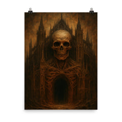 Zdzisław Beksiński nightmare cathedral painter poster on a plain backdrop in size 8"x10".