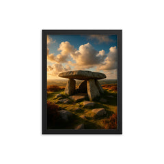 Zennor Quoit Cornwall England framed print on a plain backdrop in size 12"x16".