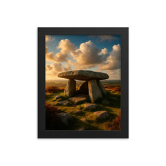Zennor Quoit Cornwall England framed print on a plain backdrop in size 8"x10".