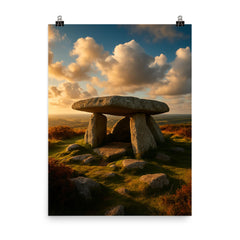 Zennor Quoit Cornwall England poster on a plain backdrop in size 8"x10".