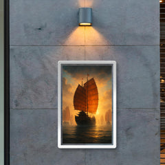 Zheng He treasure fleet emerging from misted horizon poster 2