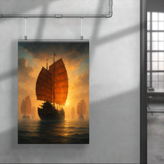 Zheng He treasure fleet emerging from misted horizon poster 4